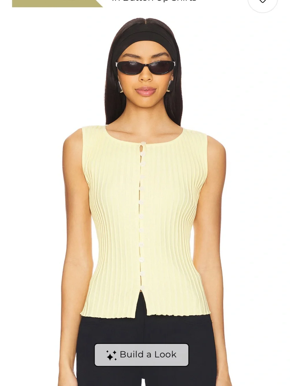 Free People Sleeveless Ribbed Button-Up Top - Pale Yellow